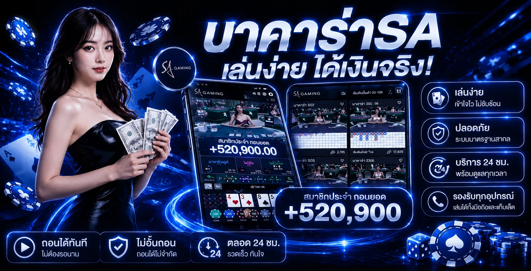 ภาพ Madibet Casino พร้อมโต๊ะสดและมาสคอตเสือสีทอง